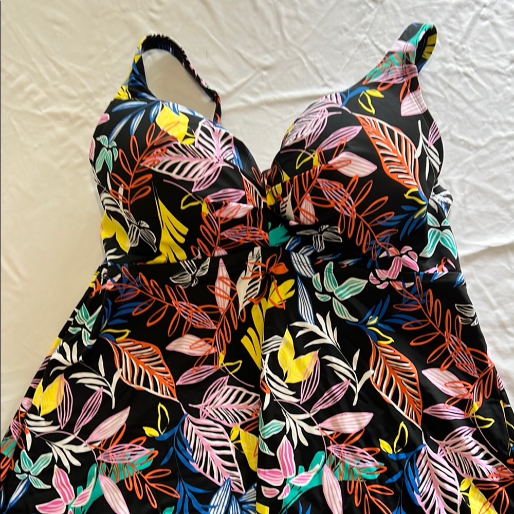 Black and Yellow Bikini with Bold Tropical Print